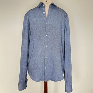 Scotch & Soda Men's Long Sleeve 100% Cotton Blue White Micro Patterned Shirt Med